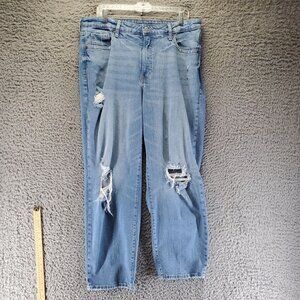 Old Navy Jeans Womens 16 Blue OG Loose Distressed Straight Stretch Denim